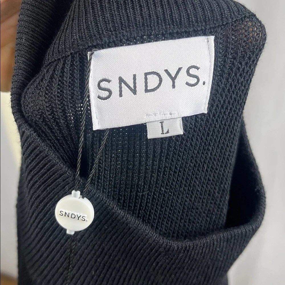 NWT Revolve SNDYS Tied Up Ribbed Long Sleeve Dress in Black. - Picture 12 of 14